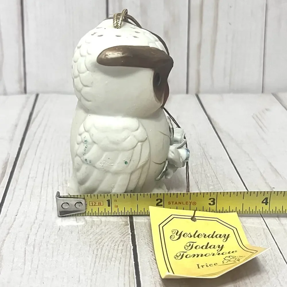 Vintage Potpourri Sachet Porcelain Hanging Owl Ornament Pomander Made in Taiwan